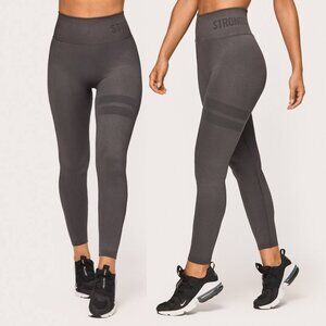 Stronger Seamless Ribbed High-Waist Leggings - Iron Grey - Size Small